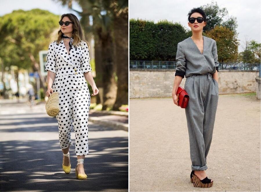 Jumpsuit và giày đế xuồng